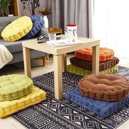 Inyahome Tufted Corduroy Thicken Floor Seat Cushion for Balcony Tatami Meditation Floor Round Square Cushion Living Room Indoor