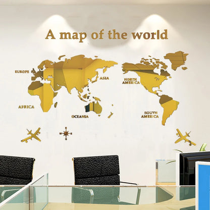 Carte du monde mur 3d Autocollants muraux en acrylique