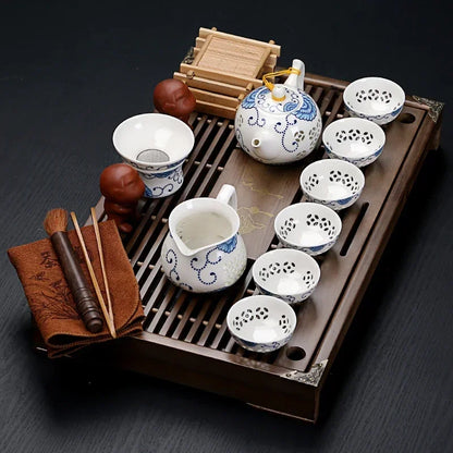 Lila agyag kínai tea csésze szett porcelán vintage egyszerű kung fu luxus teakészlet szűrő juego de te háztartási termékek dg50ts