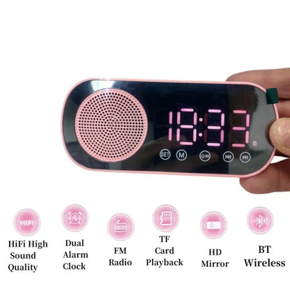 USB-plug-in speil Digital vekkerklokke Timer Support TF FM Radio 2 Alarmer Wireless Speaker Subwoofer Desktop Music Player