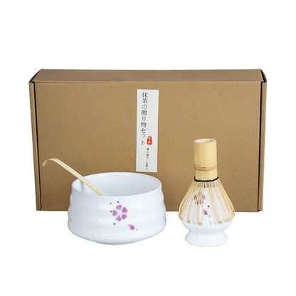 4pcs/set Handmade Home Easy Clean Matcha Tea Set Tool Stand Kit Bowl Whisk Scoop Gift Ceremony Traditional Japanese Accessories