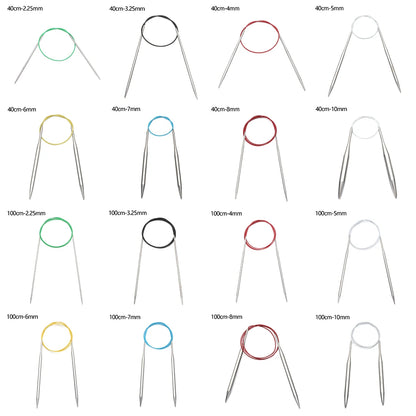 80/100cm Stainless Steel Circular Needle Round Weaving Knitting Needles Handmade Crochet Hook DIY Crafts Household Sewing Pins