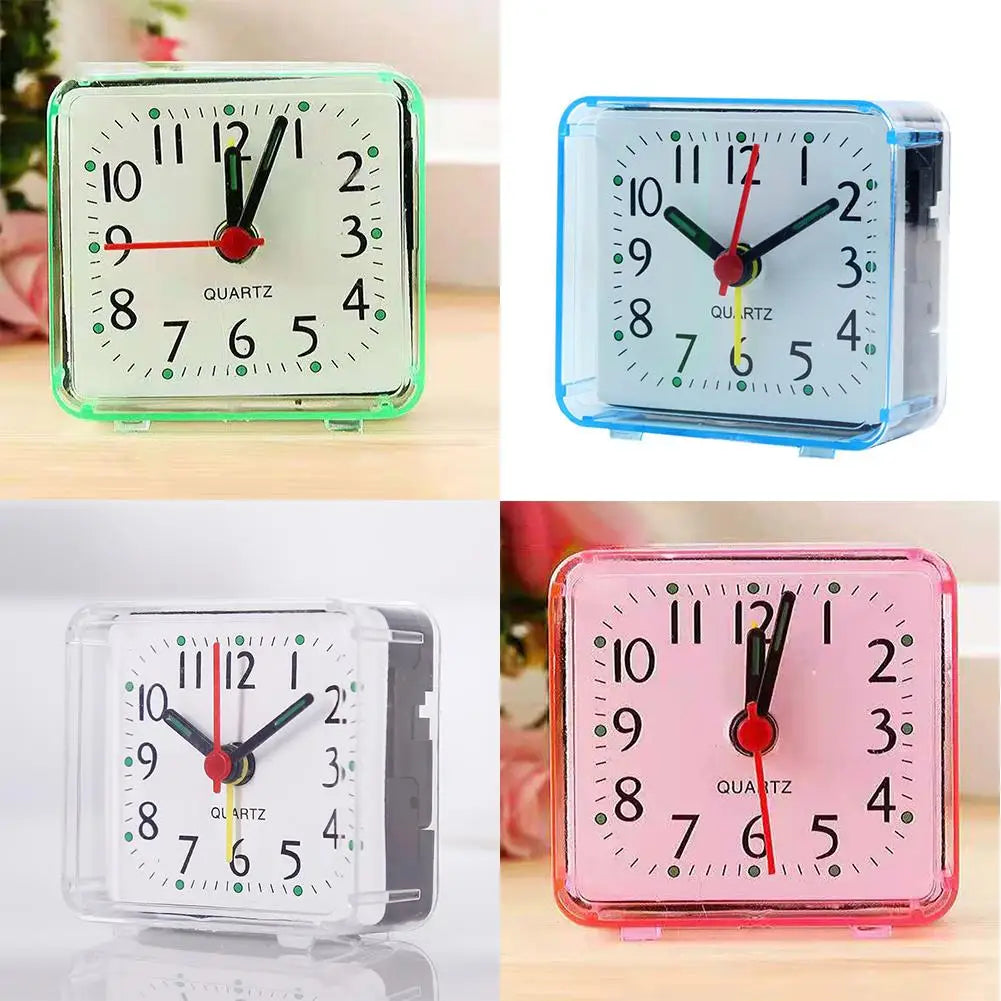 Cute Electronic Clock Square Crystal Alarm Clock Bedside Silent No Tick Alarm Clock Office Electronic Clock Loud Bell Wake Clock