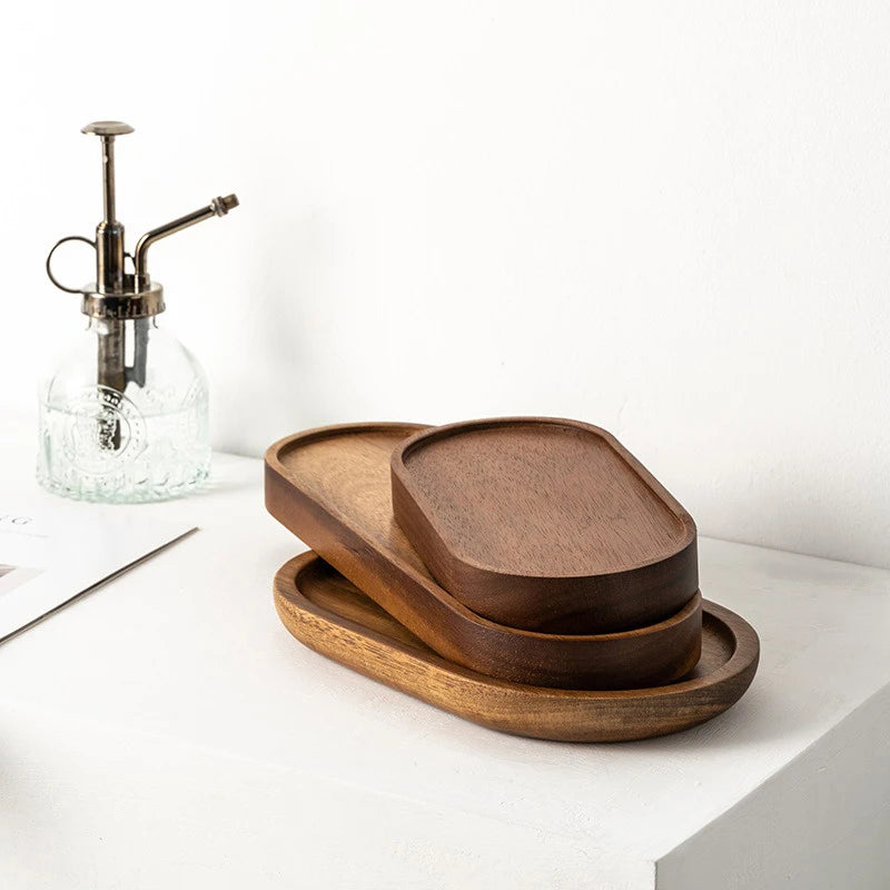 Plateau de café en bois japonais plateaux de tasse d'aliments ovales dessert