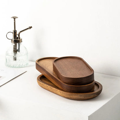Plateau de café en bois japonais plateaux de tasse d'aliments ovales dessert