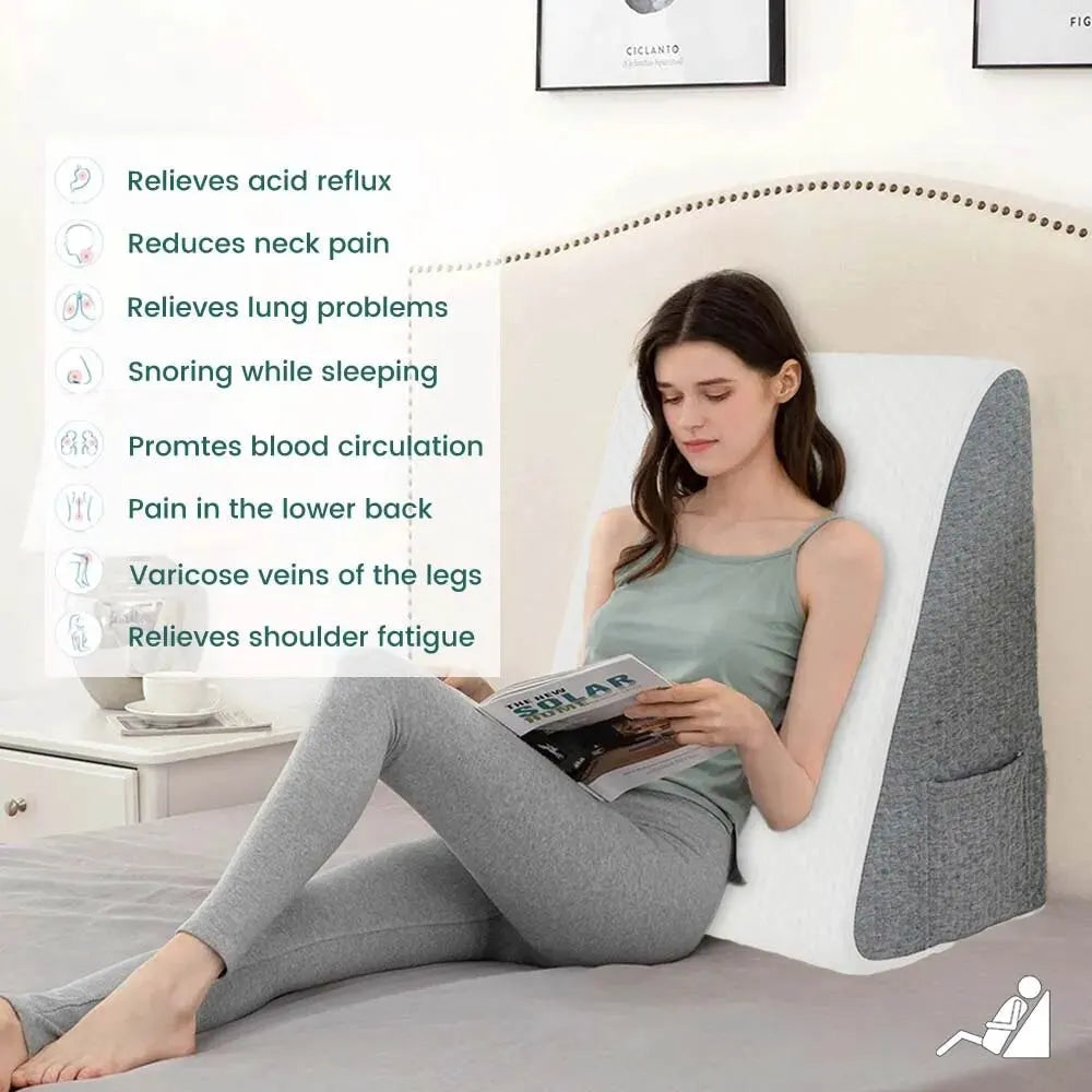 Almohada de cuña para reflujo de ácido para dormir después de la cirugía Triángulo almohada elevada para el dormitorio de la oficina de la oficina de la oficina de la oficina