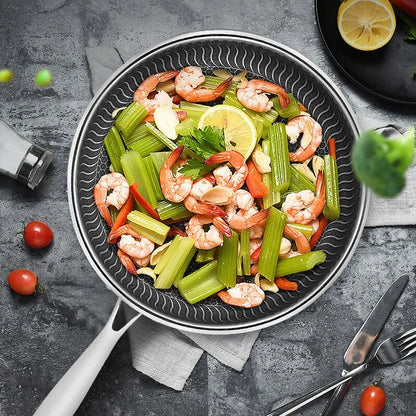 Reusable Frying Pan Nonstick Wok Pan Steak Cooking Pot Skillet Saucepan Induction Single Sided Honeycomb Skillet Cookware