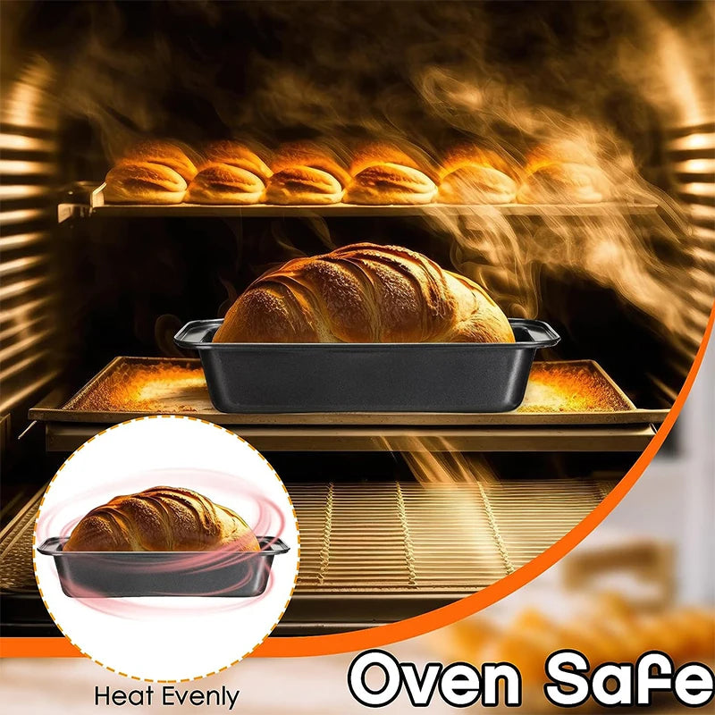 LMetjma Nicht -Stick -Backbrotbrot Laib Pan Kohlenstoffstahl Toast Brot Pfanne Küche Rechteck Backware für Brownies Hackbraten JT233