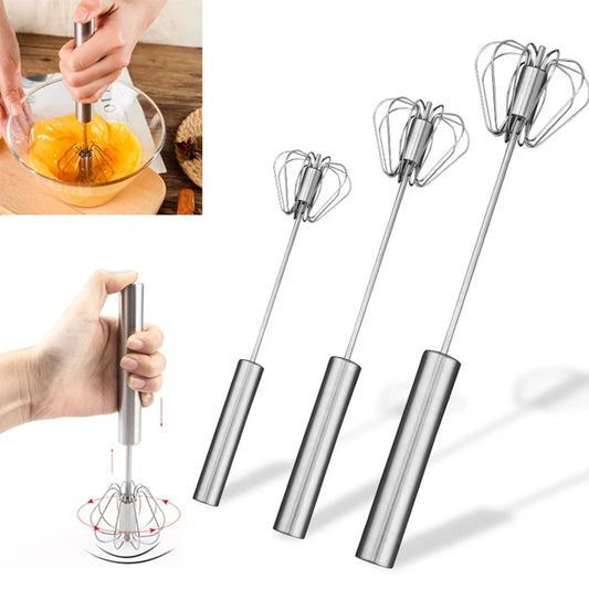 Miscelatore semi-automatico Whisk uova battitore in acciaio inossidabile mixer a mano che gira utensili da cucina miscelatore cucina strumenti di uova