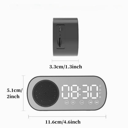 Mini lustro cyfrowe budzik Timer Timer ładowalny zegar bezprzewodowy 2 alarmy FM Radio Wireless Greleger subwoofer Desktop Clock