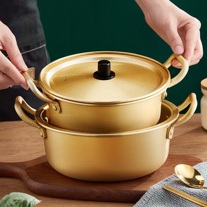 GIANXI Hotpot Korean Mini Military Noodle Pot Cookware Ramen Camping Pot Double Ears With Lid Stockpot Instant Noodles Pot