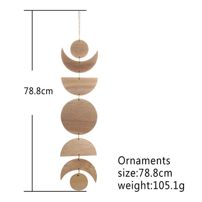 Hölzerne Wand Hängende Mondphase Girlande Wanddekoration Hängende Ornamente Ramadan Dekoration Boho Wohnkultur für Kindergärten Geschenk