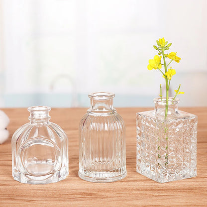 1 piece retro small vase glass aromatherapy bottle mini transparent vase living room decoration simple dining table decoration h
