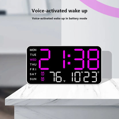 LED Screen Digital Wall Clocks 12/24H Table Clock with Adjustable Brightness Electronic Alarm Clock For Home Living Room Decor
