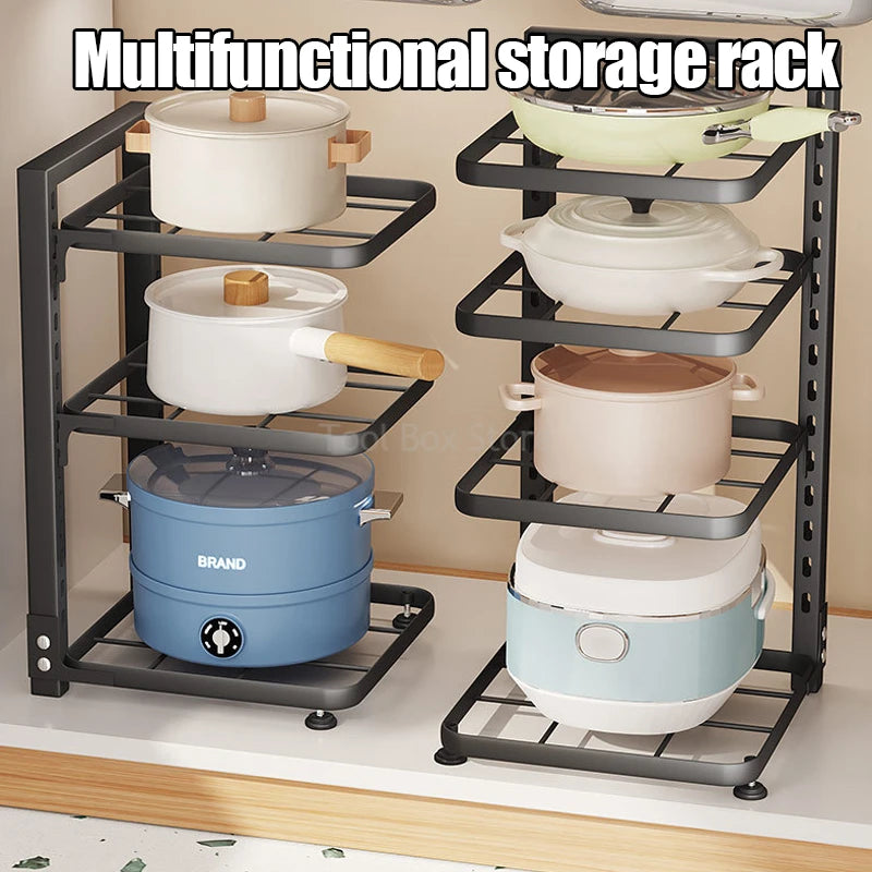 Kitchen Pot Organizer Rack Sink Shelf Multi Layer Pot Storage Rack Husholdningsskap Frytpanne Organiseringsskålhylleholder