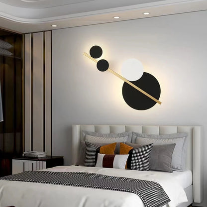 Nordic Art Circle Bedside LED Wall Lamp Kitchen Study Aisle Backgrund Wall Decor Wall Sconce Lighting Fixture