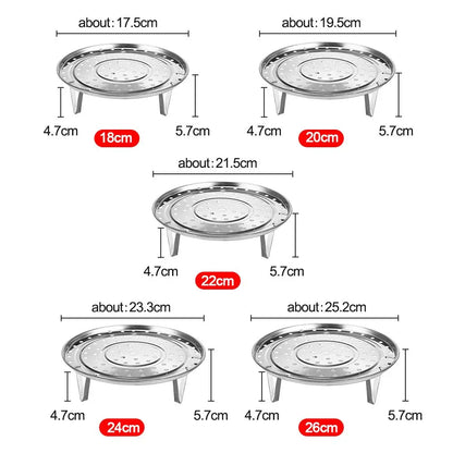 New Stainless Steel Tray Stand Multifunction Cookware Steamer Shelf Pot Steaming Steamer Rack