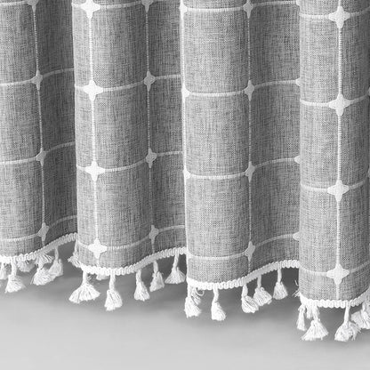 Jacquard linnen douchegordijn met kwastjes Noordse waterdichte dikke badgordijnen voor badkuipbadbadkap met haken met haken