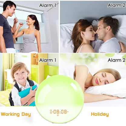 Sunrise Alarm Clock Wake Up Orologio Light Sunrise/Sunset Simulazione Digital Orologio con orologi da scrivania FM a luce notturna