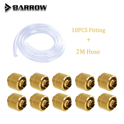 Barrow Soft Tube Fittings Combo Kit 3/8''Thick 9.5*15.9mm/9.5*12.7mm PC Water Cooling System,Black White Silver Gold