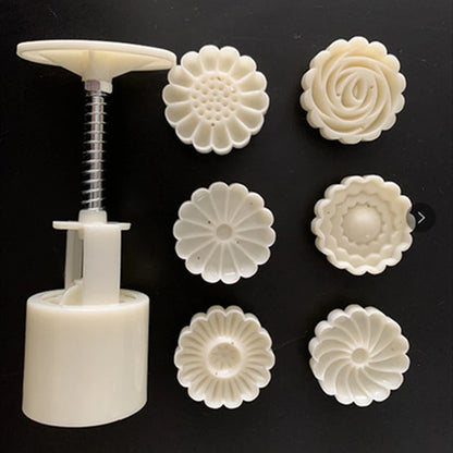 Mooncake Mold Set, 6 Pieces Of 50g Pattern Seal, Suitable For Mid-Autumn Cakes, Diy Cookies, Flower Dessert Making Tools