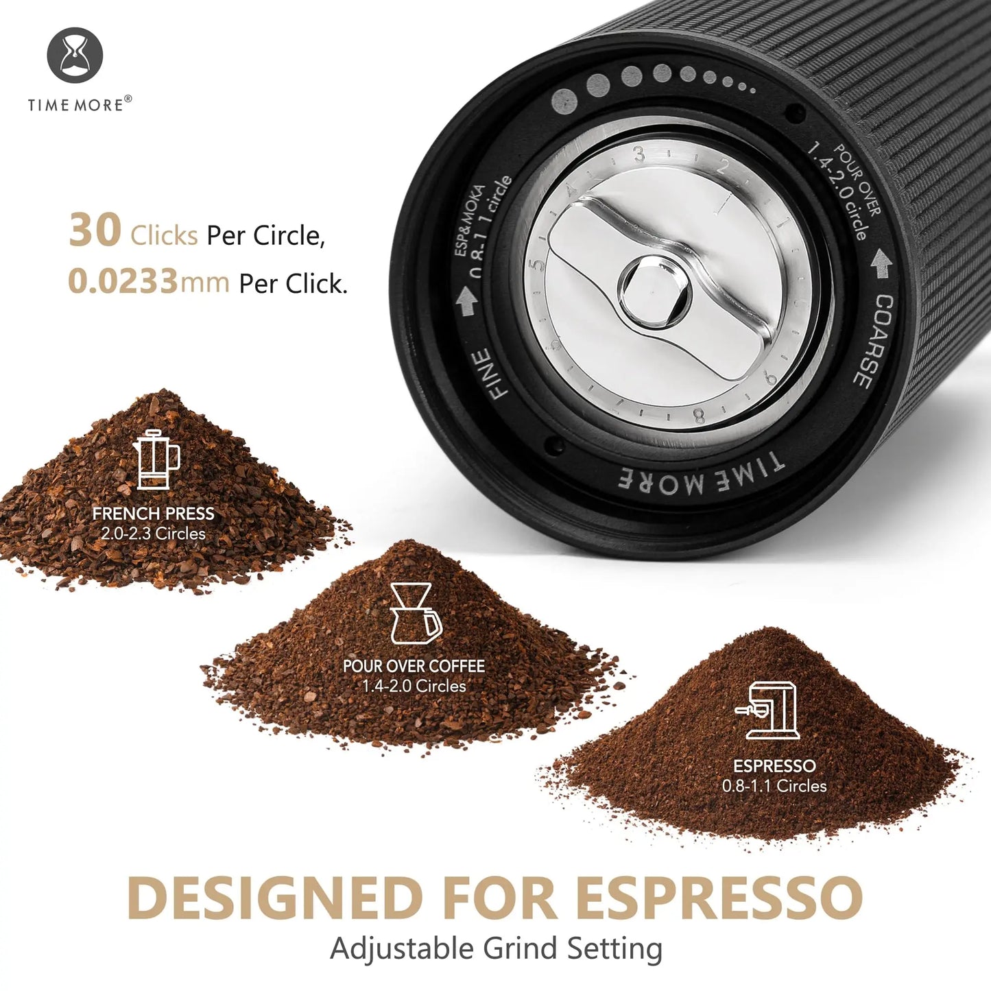 Timemore Chestnut C3S Pro / C3esp Pro Manual Kaffeemühle mit faltbarer Kurbel S2C Burr Innerhalb tragbarer Hand -Espresso -Mühle
