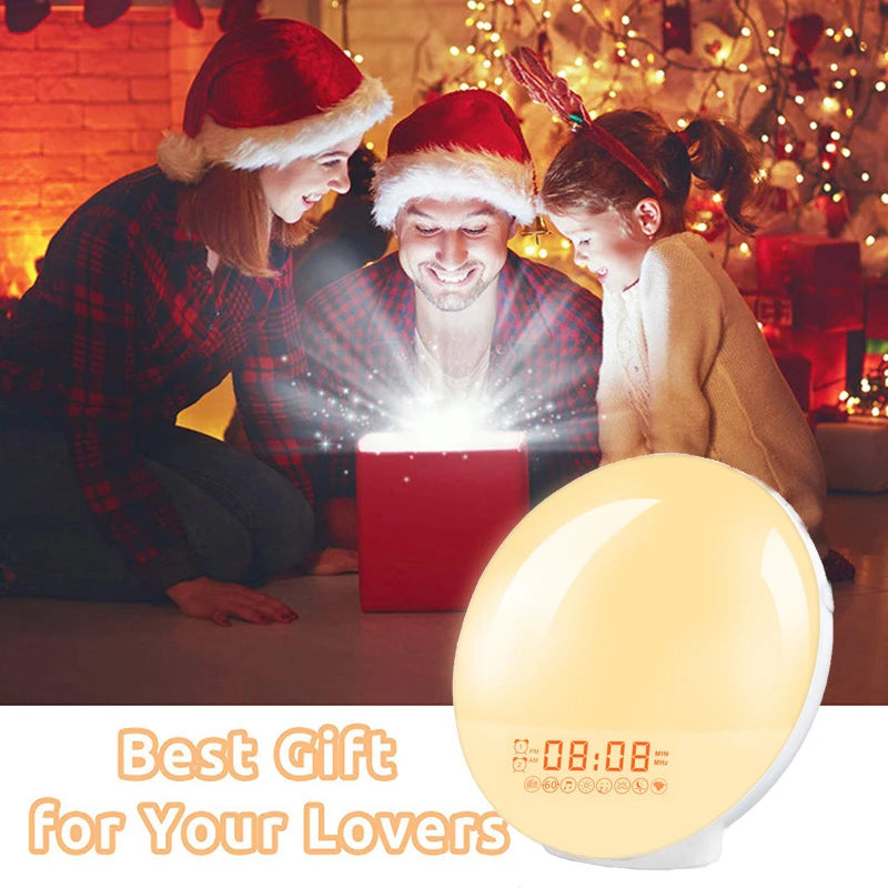 Sunrise Alarm Clock Wake Up Orologio Light Sunrise/Sunset Simulazione Digital Orologio con orologi da scrivania FM a luce notturna