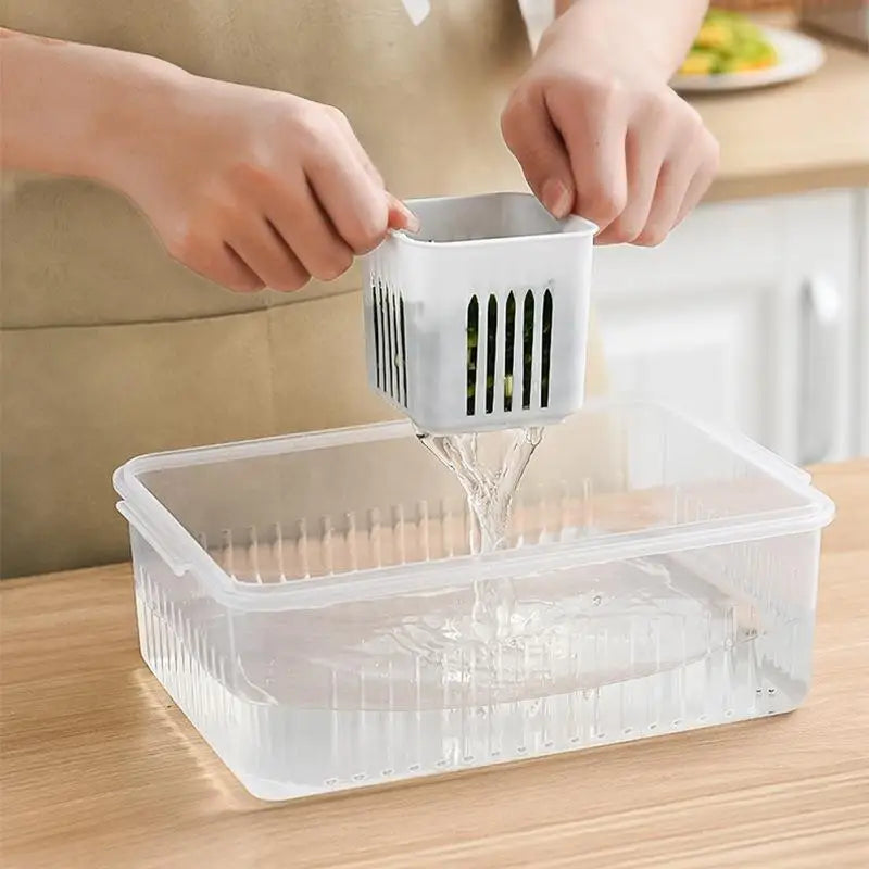 Frigo-Späicherkëscht 4/6 Gitter Iessen Gemeinschaftskëscht Späichere Box Farge Organisateur-Kuerf Fleeg Kinger
