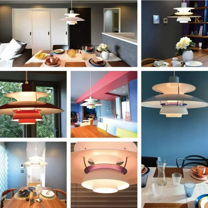 Dansk design jern pendel lys e27 ledet lysekrone nordisk farverig paraply lampe spisebord loft indretning køkken droplight