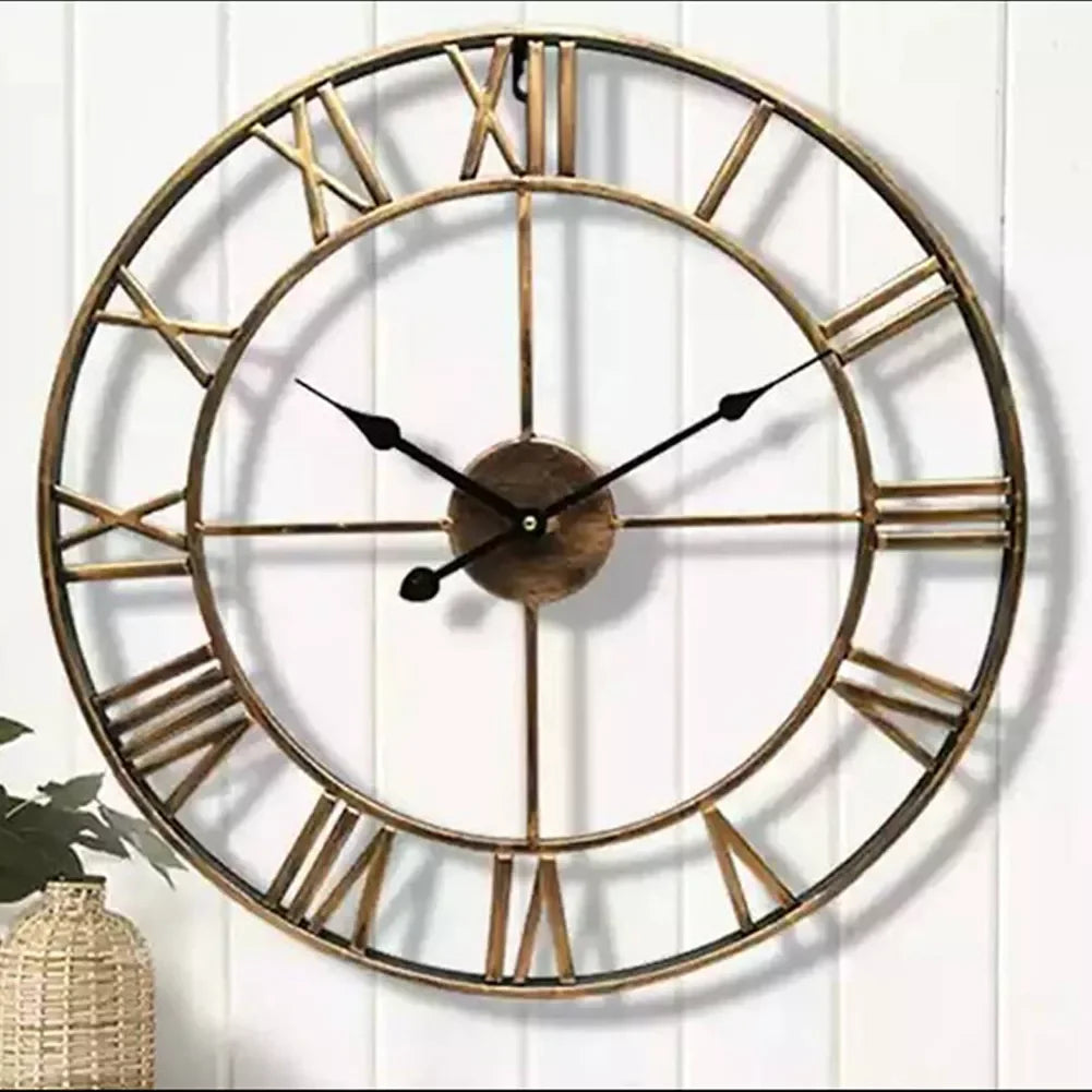 Moderni orologi da parete 3d 3d numeri romani in metallo rotondo in metallo accurato silenzioso silenzioso ornamento ornamento soggiorno decorazione
