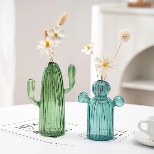 Creative New Cactus Glass Shaped Vase For Plant Creative Vase Home Desktop Decor Transparent Hydroponics Plant Vase Crafts