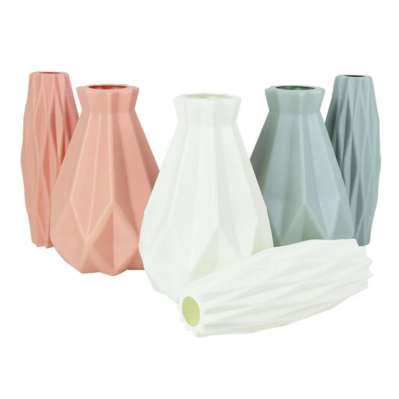 Nordic Blum Vase imita ceremic Plastik vu Kaméidi Dase Dëppe Wunnkummer Desktop-Dekoratiounsariichtungsrangement
