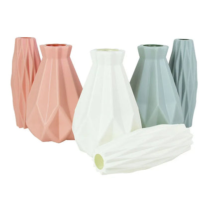 Nordic Blum Vase imita ceremic Plastik vu Kaméidi Dase Dëppe Wunnkummer Desktop-Dekoratiounsariichtungsrangement