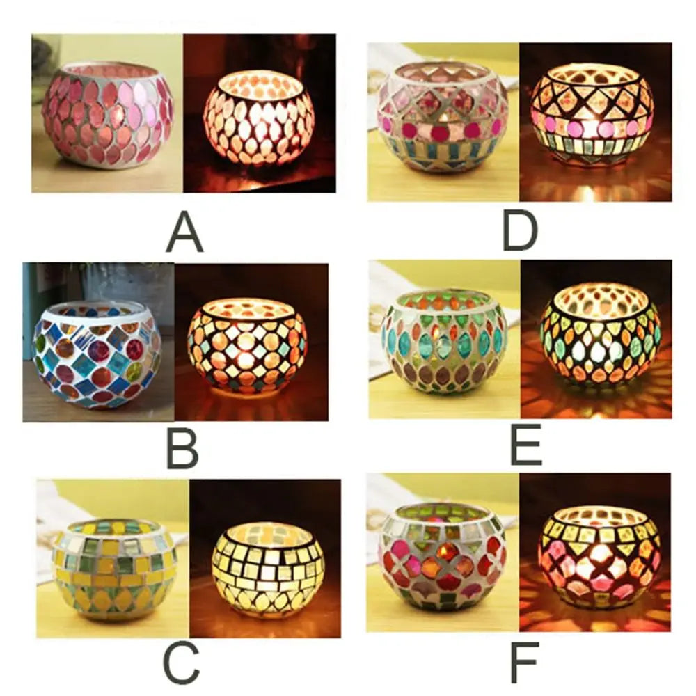 Marockansk mosaikglas Votivljusljushållare Tea Light Candelabra Candlestick Home Decor Tablett Centerpiece