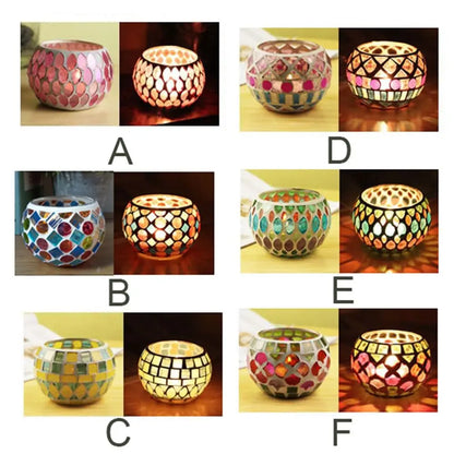 Marockansk mosaikglas Votivljusljushållare Tea Light Candelabra Candlestick Home Decor Tablett Centerpiece