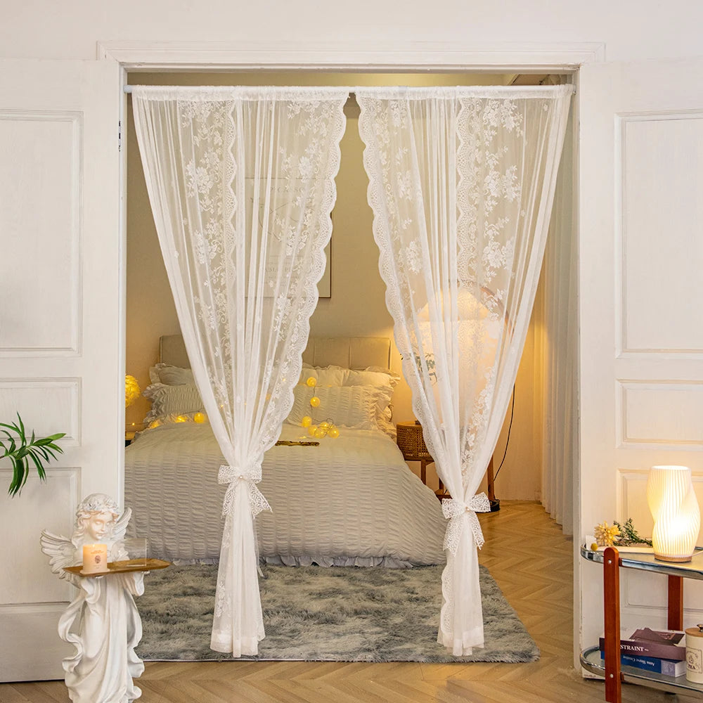Yanyangtian en dentelle romantique piste transparente rideau de luxe en tulle