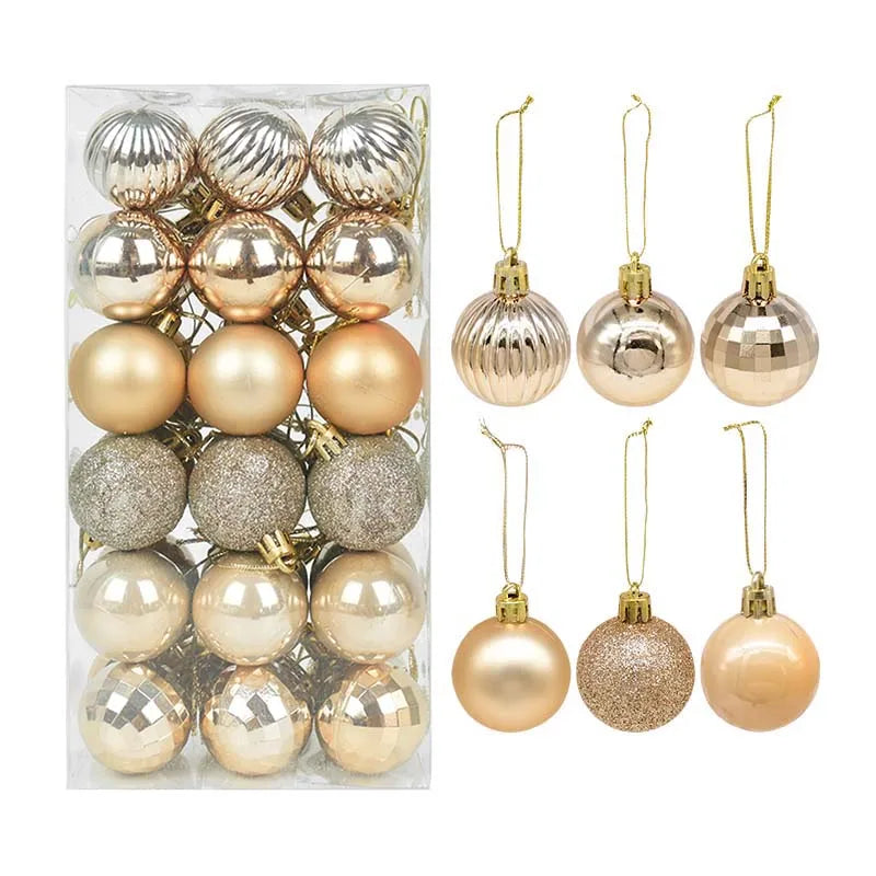 1Box ​​Коледни топки Коледно дърво Орнаменти Топка Xmas висящи дървесни висулки Начало парти декор 2023 Нова година подарък Noel Navidad