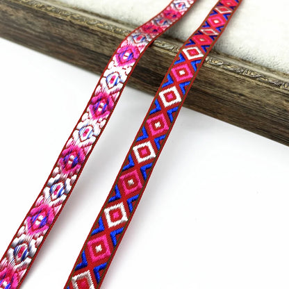 2 yards/lot 13mm Vintage Ethnic Embroidery Ribbon Lace Trim DIY Clothes Bag Accessories Embroidered Fabric
