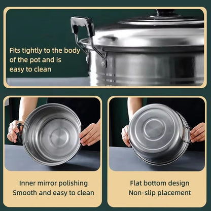 5pcs / setzen Edelstol Pots 16/18/20/20/22 / 24cm suppennem Pot nonmagnetesch Kachwachs Kachwaache Kachen