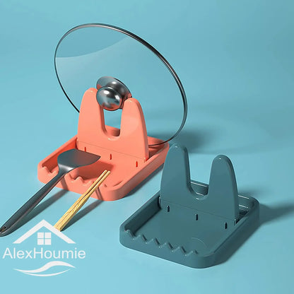 Foldbar gryde Låg Rack Plastic Spoon Holder Stand Køkkenarrangør til gaffel spatelstativ Pan Cover Hyldebordopbevaringsstativ