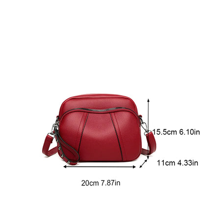 Solidny kolor Modny nit zamek błyskawiczny damska torba na telefon komórkowy prosta miękka skórzana crossbody mała kwadratowa torba