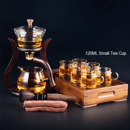 YOMEEI Heat-Resistant Glass Tea Set Magnetic Water Diversion Rotating Cover Bowl Automatic Tea Maker Lazy Kungfu Teapot Drinking