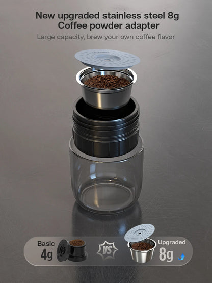 Hibrew Portable Coffee Machine for Car & Home, DC12V Expresso Coffee Maker Fit Nexpresso Dolce Pod Capsule Coffee Powder H4A