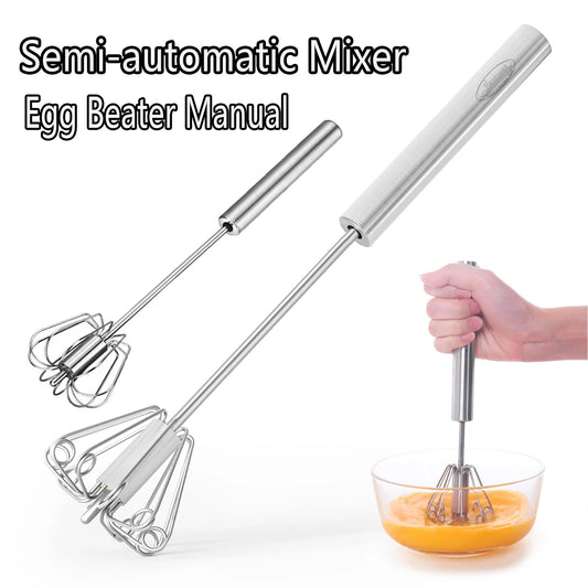 Miscelatore semi-automatico Whisk uova battitore in acciaio inossidabile mixer a mano che gira utensili da cucina miscelatore cucina strumenti di uova