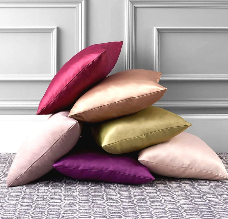 Carcasă de pernă de mătase imitată 100% Satin pernă din satin 50x50 pernă solidă 60x60cm decor pentru casă pentru canapea 45x45 40x40 neted