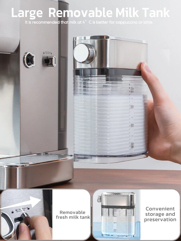 Hibrew 3 1 daļēji automātiskā espresso kapučīno latte kafijas mašīnas automātiskā piena putu malta kafijas nerūsējošais tērauds h13a