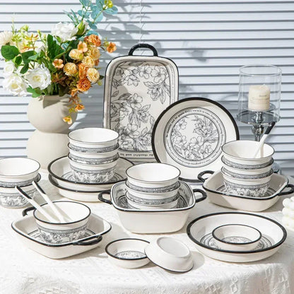 Bowl Set Household High Beauty Ceramic Tableware Gift Box【20pcs】